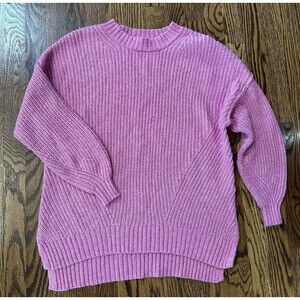 American Eagle Women's Oversized Chunky Knit Pink‎ Crewneck Sweater Size XS EUC